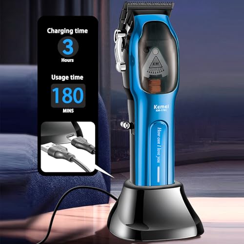 KEMEI KM-1763 Professional Hair Clippers for Men - Cordless & USB Rechargeable