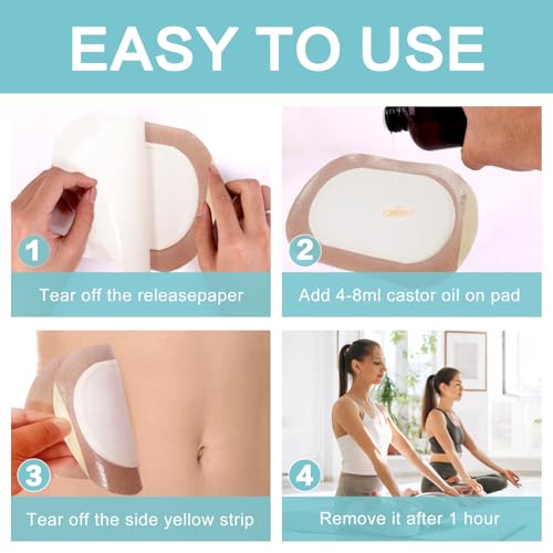 Organic Cotton Castor Oil Pack Wrap - Disposable Self-Adhesive Pads