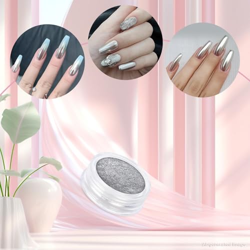 8 Jars Chrome Nail Powder Dip Magic White Pearl Kit Silver Mirror |
