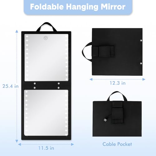 Fabuday Lighted Hanging Mirror - Rechargeable LED Folding Dance Mirror