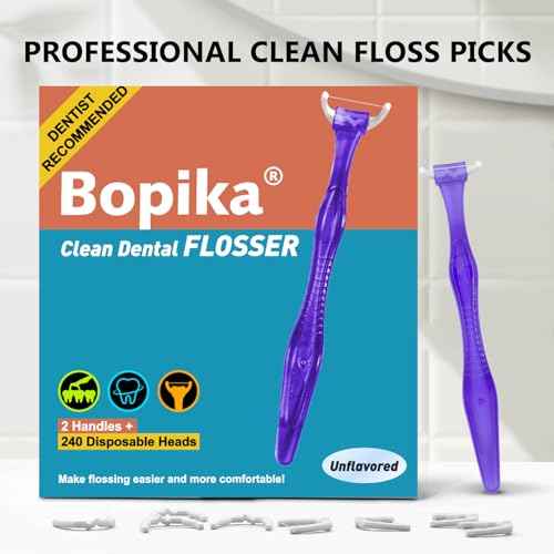 Bopika Dental Floss, Extra Strength Floss with 2 Dental Floss Handles and 240 flosser Refill Heads