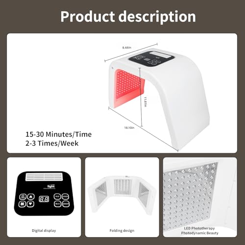 Light Mask - 7 Color Photon Facial Device for Skin Care, Red & Blue Light for Face, Neck & Body, Rechargeable Home Use