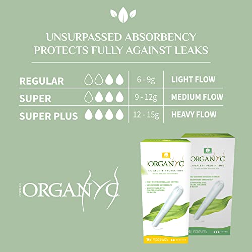 Organyc 100% Organic Cotton Tampons Regular 16 Count with Cardboard Applicator
