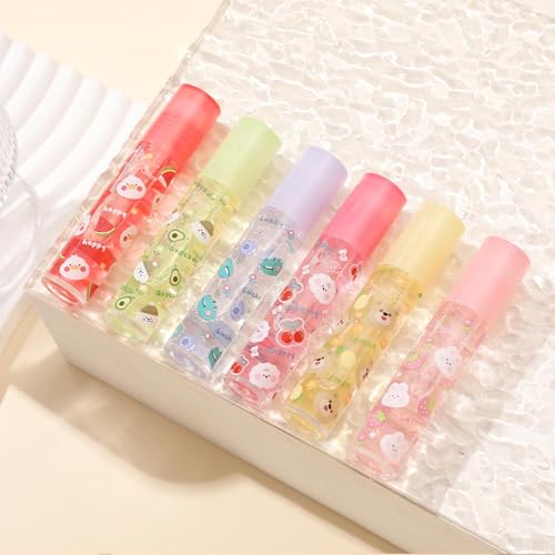 6-Pack Roll On Lip Gloss Oil Set - Hydrating Fruit Flavors