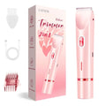 Bikini Trimmer for Women, 2 in 1 Electric Razors for Women, Dermave Bikini Shaver, IPX7 Waterproof & Easy Cleaning, Ceramic Blade, 120 Min Cordless Runtime, Ultra Low Silent (Pink).