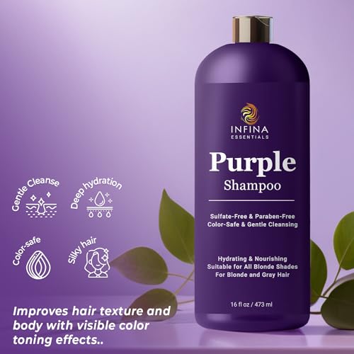Purple Shampoo for Blondes & Gray Hair - Sulfate Free, 16 oz