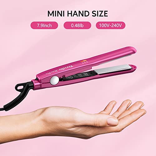 Terviiix Mini Flat Iron 1/2" Adjustable Temperature Travel Hair Straightener
