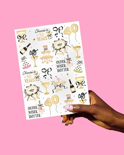 40th Birthday Temporary Tattoos - 46 Designs, Gold Foil