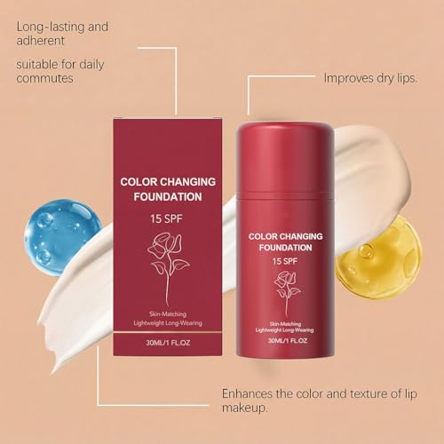 Gaayou Color Changing Foundation with SPF 15 - Buildable Coverage, Hydrating Liquid Makeup
