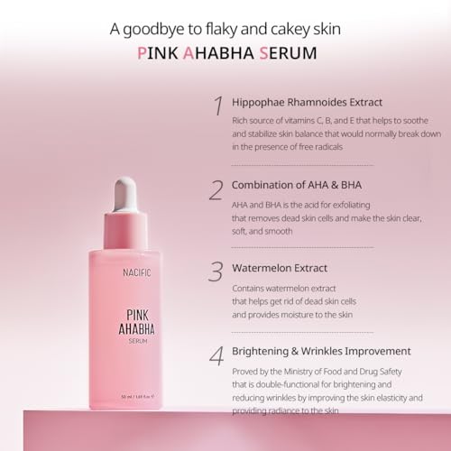 NACIFIC Pink AhaBha Triple Set (Toner 150ml, Serum 50ml, Cream 50ml) AHA, BHA, Watermelon extract Glow Moristurizing Hyaluronic Acid