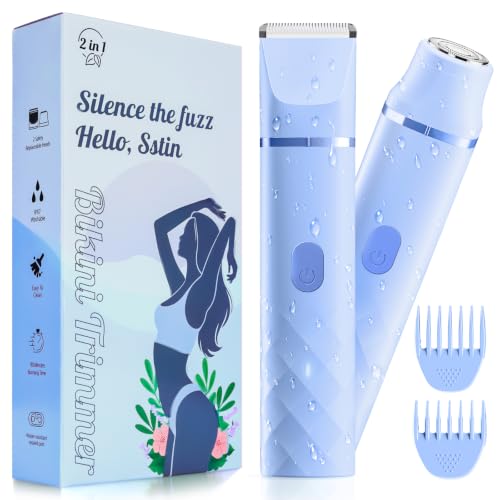 AIDIAM 2-in-1 Bikini Trimmer for Women, IPX7 Waterproof Electric Razor