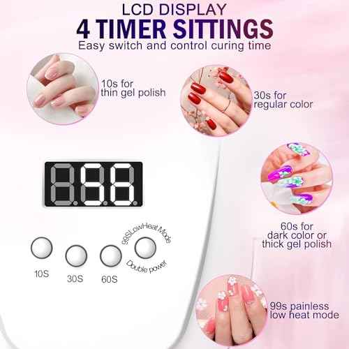 NAILGIRLS UV LED Nail Lamp,168W Fast Curing LED UV Light for Gel Nails with 4 Timer Setting Auto Sensor,Nail Dryer for Fingernail and Toenail,Salon Home Nail Art