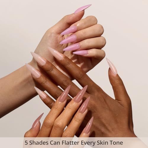 BTArtbox Nails XCOAT Tips 5-Shade Nude Stiletto Press-On Nails - 160Ct