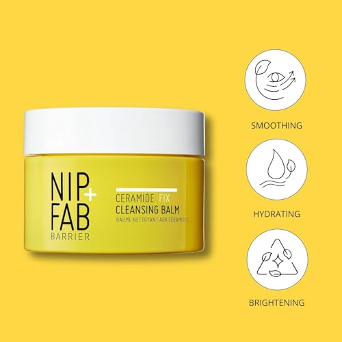 Nip+Fab Ceramide Fix Cleansing Balm 2.53 Fl Oz, Makeup Removing Balm with Niacinamide and Biolin for Dry Sensitive and Aging Face Ski, Skin Barrier Support Fragrance Free Vegan, Hydrating