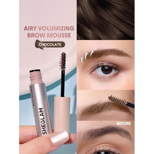 SHEGLAM Airy Tinted Volumizing Brow Mousse Eyebrow Cream Gel Highly Pigmented Shaping Filling Water Removal-Chocolate