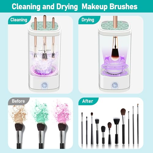 Electric Makeup Brush Cleaner Machine with Dual Modes & Air Dry Holder