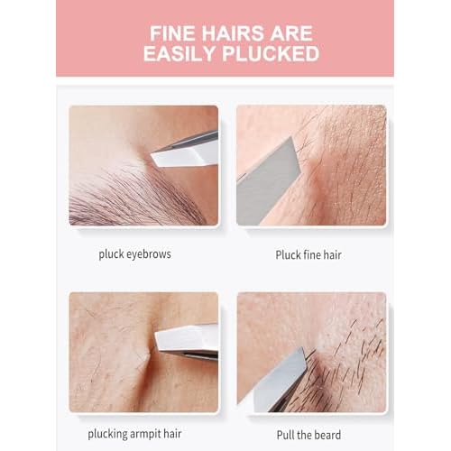 3 PCS Stainless Steel Slant Tweezers for Eyebrows - Precision Tool for Women and Men, Ideal for Brow, Facial Hair, and Ingrown Hair Removal, 3 Pack Black