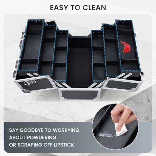 FRENESSA Makeup Train Case 12.6" Large Cosmetic Organizer with 6 Trays