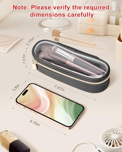 Soimeat Small Black Clear Travel Makeup Brush Holder - Waterproof Cosmetic Case