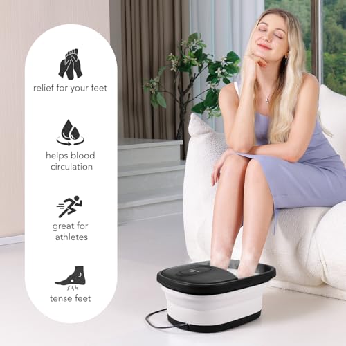 2025 Collapsible Foot Spa Bath with Massage Roller and Jets, Red Light, Pedicure Tool, Feet Soaking Tub for Stress Relief & Soft Feet, Gift for Mom and Dad