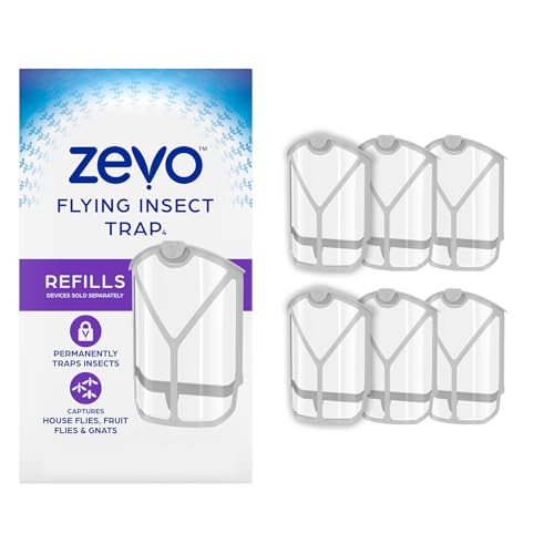 ZEVO Flying Insect Refills for Indoor Light Trap: 6 Light Trap Refill Cartridges Capture Fruit Flies, Gnats and Houseflies (6 Cartridges)