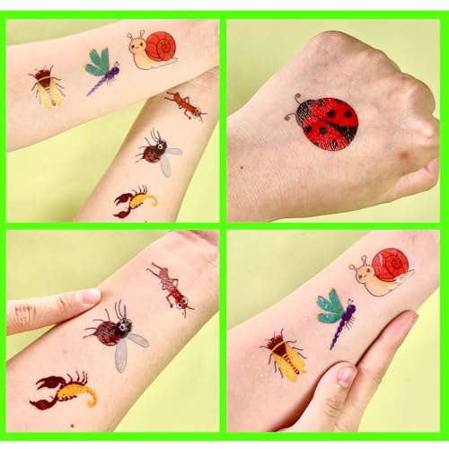Bug Temporary Tattoos for Kids - 96 PCS Pre-Cut