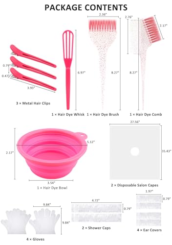 Hair Bleach Dye Kit 19-Piece Set with Brush Bowl Clips
