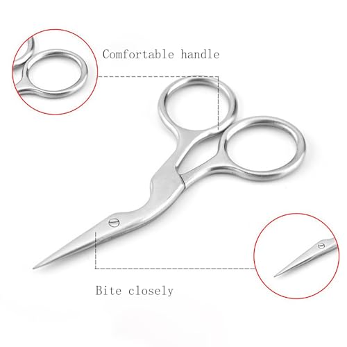 Silver Eyebrow Shaping Scissors and Brush Set - Stainless Steel Grooming Tool for Women and Men