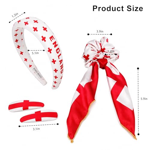 England Flag Hair Ties & Clips 4-Piece Set
