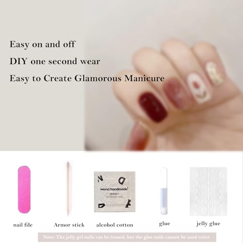 Press On Nails, Wedding False Nails,Reusable Nail Stickers, Artificial Glossy Fake Nails, Press on Fake Nails for Women/Girls(X-SMALL, Icy Eggshell)