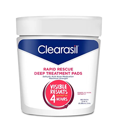 Clearasil Rapid Rescue Deep Treatment Cleansing Pads, 90 Count ( Pack of 6)