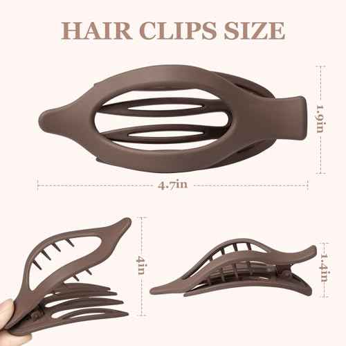 8 Pcs Flat Hair Clips for Women Girls, Flat Claw Clips for Thick Thin Hair, Hair Accessories Barrettes