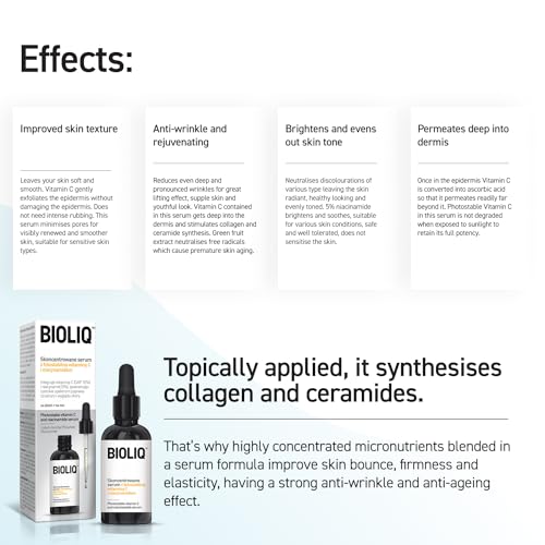 Bioliq - Pro Photostable Vitamin C & Niacinamide Serum - with Green Fruit Extract and 10% SAP Concentration - For Radiant and Supple Skin - 20ml