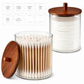 Glass Q-Tip Holder with Acacia Lid, 2-Pack (10oz & 15oz)