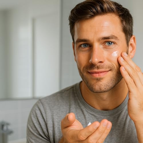stubble & stache Beard & Face Moisturizer for Men - Hydrating Lotion with Hyaluronic Acid, Niacinamide, Argan Oil, Aloe Vera, Jojoba Oil, & Vitamin A for Dry Skin & Beard Conditioning - 3.4 fl oz