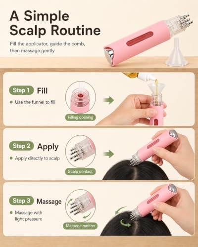 VINGVO Hair Oil Applicator Scalp Comb 18ml + 3ml Dual Capacity with Cleansing Brush