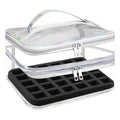 Beloving Nail Polish Organizer, Clear Double Tier Nail Storage Organizer Case Holds 30 Bottles, Portable PVC Nail Tech Bag with Dividers, Nail Polish Supplies Travel Case for Display
