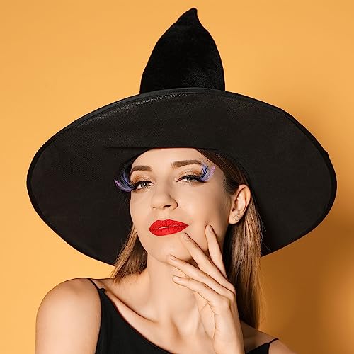2 Pairs Halloween Dramatic Eyelashes, Extra Long Feather Costume False Lashes Extension, Black Pink Blue Wing Witch Cat Eyes for Rave Festival Cosplay Dance Party Makeup