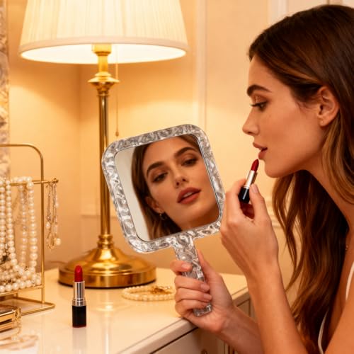 YEAKE Double-Sided Magnifying Hand Mirror 1X/5X Makeup