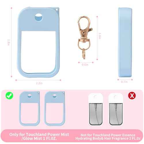 3pcs Silicone Case Compatible With Touchland Hand Sanitizer Spray, Protective Case With Keychain For Spray 1 Fl Oz, Travel Size, Compatible With Power Mist & Glow Mist, (Pink, Blue, White)