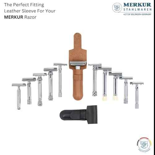 MERKUR Leather Razor Case - Black Cowhide, Fits All MERKUR Razors Except 24001, Up to 110 mm