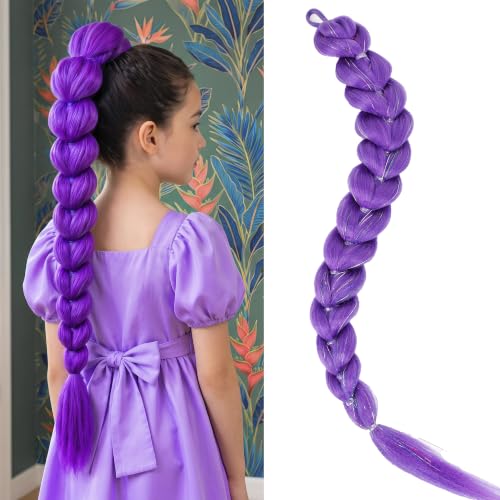 ZAVIDE Purple Synthetic Braids Hair Extensions 24 Inch Long Cosplay & Costume Hair