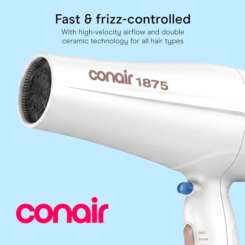 Conair 1875W Double Ceramic Hair Dryer with Diffuser & Concentrator