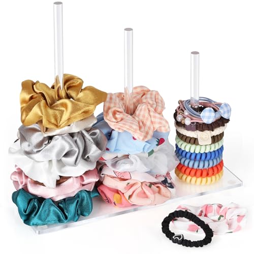 Suneerplay Acrylic 3-Tier Scrunchie Holder Stand - Hair Tie Organizer