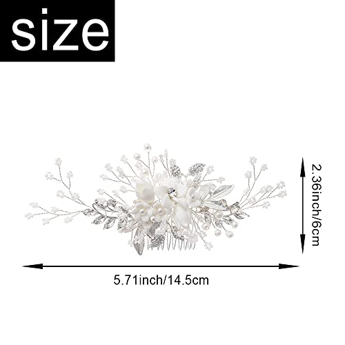 Silver Bridal Hair Comb with Crystals & Pearls