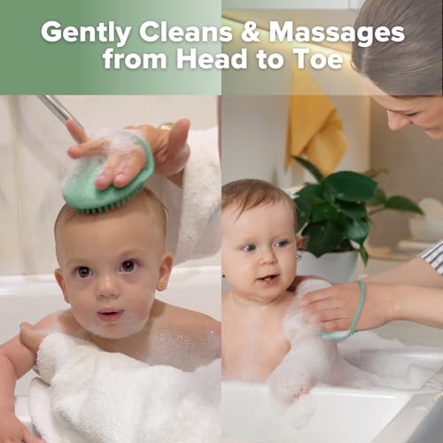 Haakaa Silicone Baby Shampoo Brush - Green, Cradle Cap & Hair Scrubber, Gentle & Hypoallergenic
