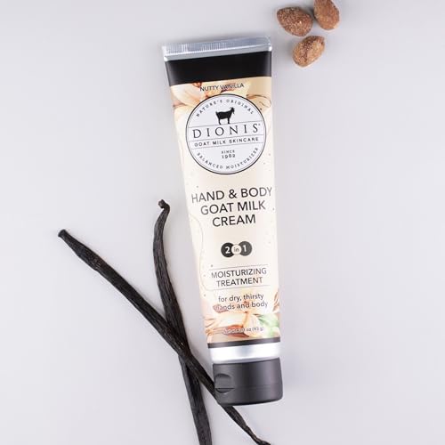 Dionis Goat Milk Skincare Nutty Vanilla Scented Hand & Body Cream - Cruelty Free Travel Size For Hydrating & Moisturizing