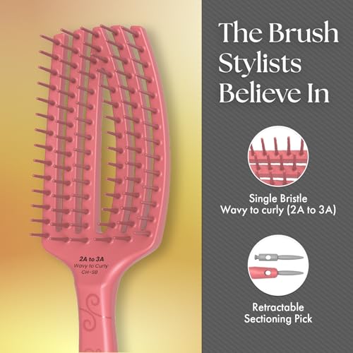 Olivia Garden CurlyHair Brush for Wet or Dry Hair - Curly Hair Brush for Detangling, Product Layering, Curl Encouragement, Scalp Care
