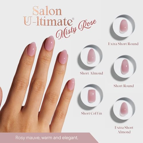 Celebritips Salon U-ltimate Press On Nails - Misty Rose Almond, 32 Pc Kit