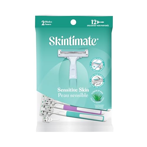 Skintimate 2-Blade Disposable Razors for Women, Sensitive Skin, 12 Count